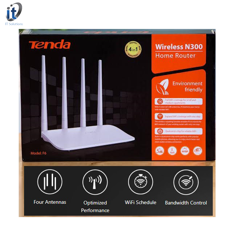 f6 tenda Tenda F6 N300 Wireless Router with 4 Antennas - Image 1